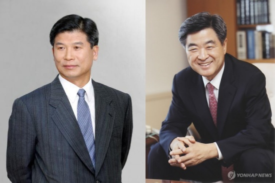 최길선(왼쪽) 현대중공업 회장과 권오갑 사장