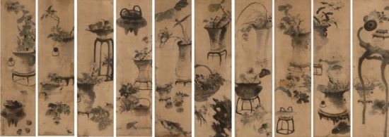 오원 장승업의 '기명절지도 10폭 병풍'