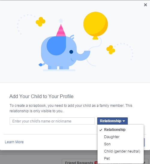 페이스북, 스크랩북 설정 화면 캡처