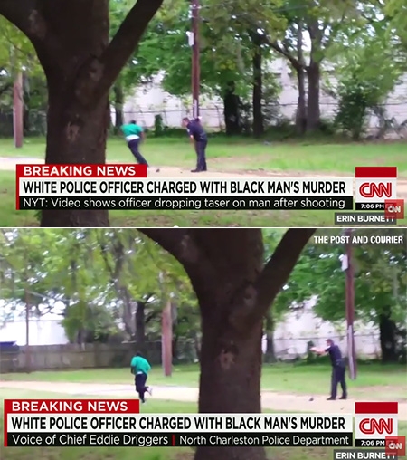 등뒤에서 비무장 흑인에게 총격을 가한 백인경찰