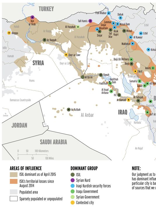 사진=중동국가 IS세력 지도, 출처=미국 국방부 
