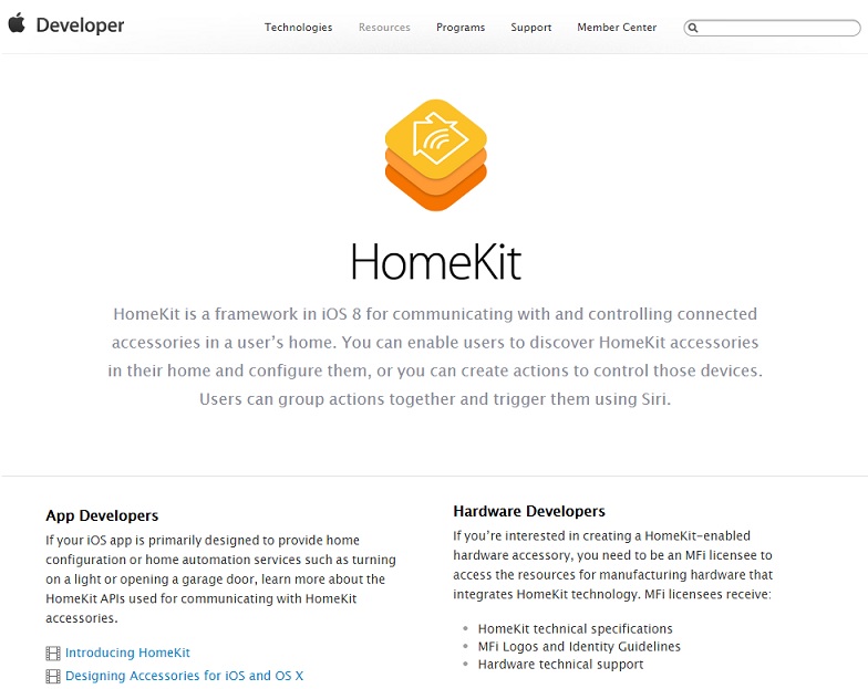 애플 홈킷 홈페이지