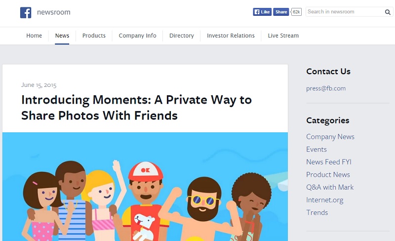 페이스북 뉴스룸 페이지