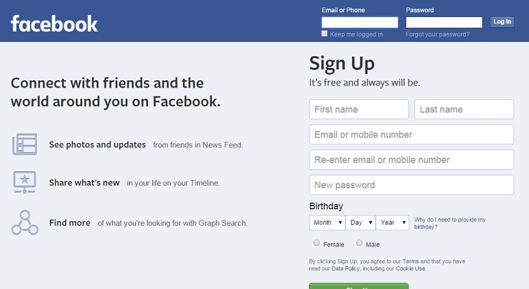 페이스북 홈페이지