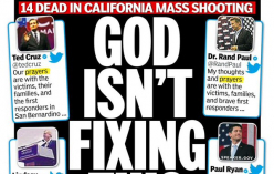 샌버나디노 총기 난사 사고와 관련, 기독교인들의 기도와 하나님을 조롱해 비판을 받은 뉴욕 데일리 뉴스