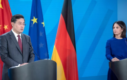 독일 외무장관과 중국 외교부장 공동 기자회견