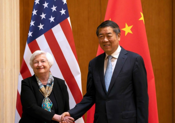 옐런 미 재무장관과 리창 중국 총리