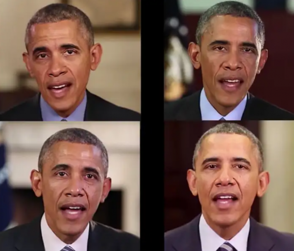 오바바 전 대통령의 영상에 음성을 합성하여 만드는 딥페이크 기술관련 영상
