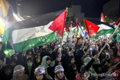 팔레스타인을 지지하는 이란 테헤란 시위자들