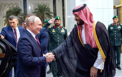 사우디 왕세자와 악수하는 푸틴