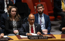 유엔 안보리에서 발언하는 미국 대표