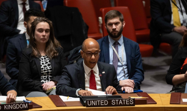 유엔 안보리에서 발언하는 미국 대표