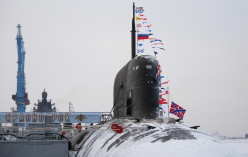 러시아 세베로드빈스크의 북극항에 있는 러시아 핵잠수함