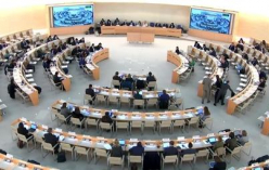 국가별 정례 인권검토(UPR)가 진행되는 유엔 제네바 사무소 회의장