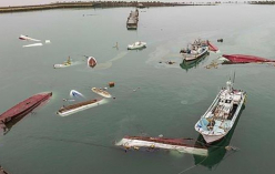일본 노토강진 이후 스즈시 항구 모습