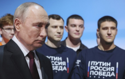 선거캠프를 찾은 블라디미르 푸틴 러시아 대통령
