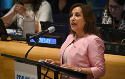 지난해 9월 18일(현지시간) 미국 유엔본부에서 연설하는 디나 볼루아르테 페루 대통령