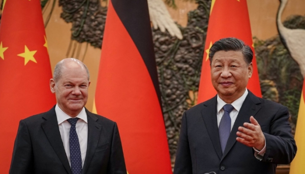 2022년 중국 방문한 올라프 숄츠 독일 총리(왼쪽)와 시진핑 중국 국가주석