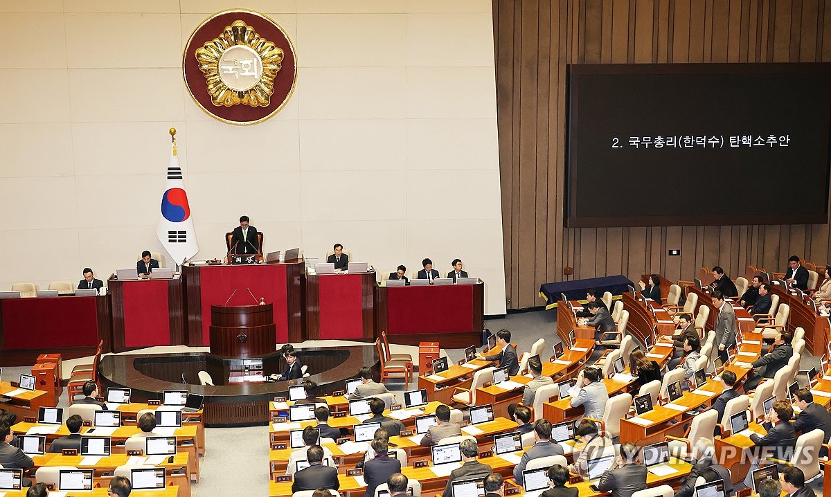 한덕수 대통령 권한대행 국무총리 탄핵소추안 상정