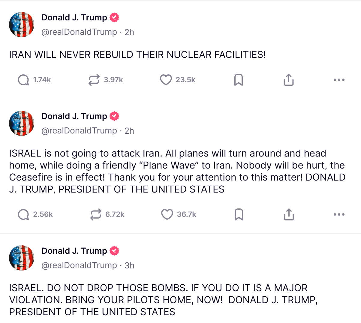 트럼프 트루스 소셜 메시지