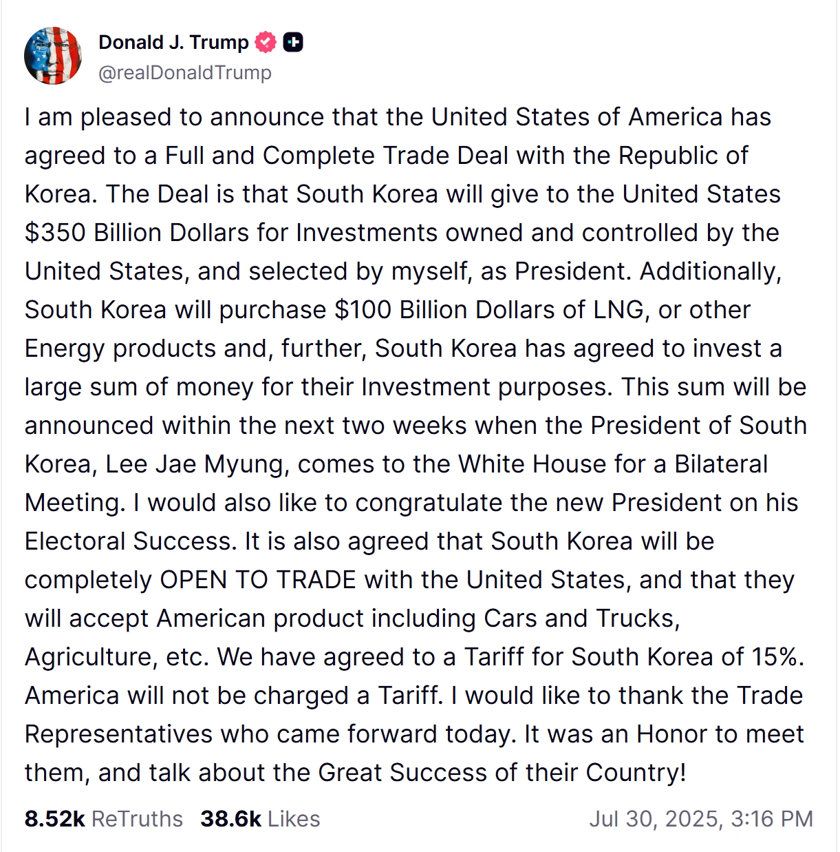 미국, 한국과 무역협상 미국, 한국과 무역협상