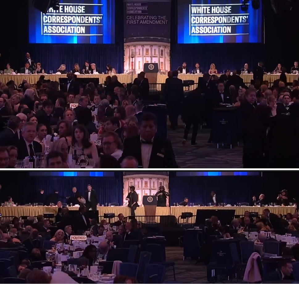 백악관 출입 기자단 만찬장에서 폭발음 후 대비