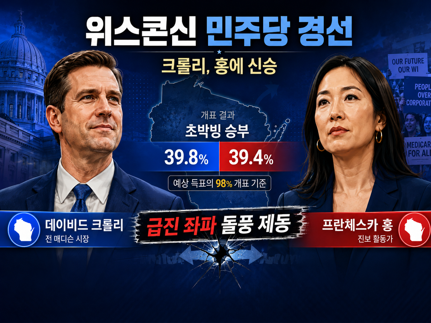 민주당 급진좌파 돌풍 제동